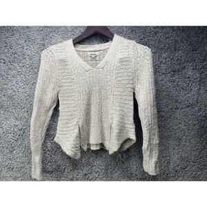 Junior's Women’s Maddie Ivory Cream Beige Pullover Sweater V Neck Size Medium